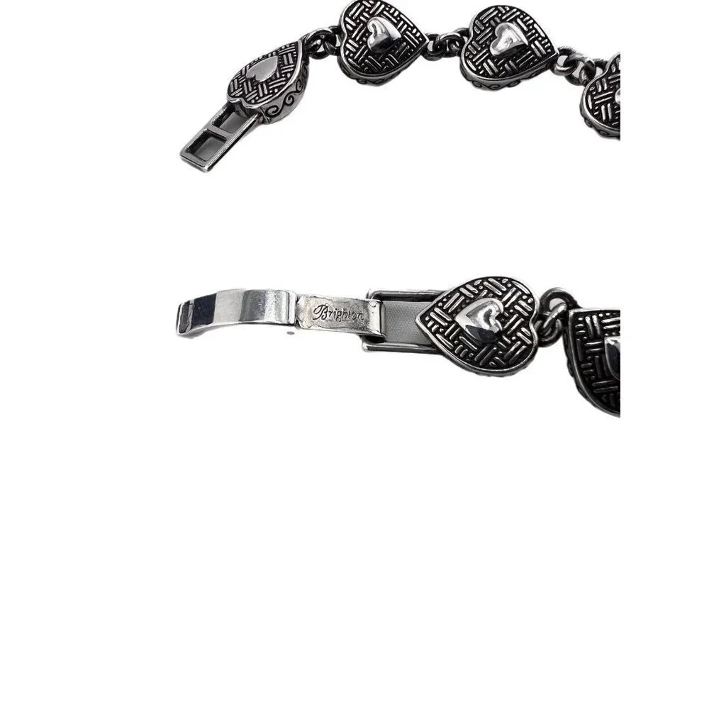 Brighton silver plated bracelet with crystals and hearts.